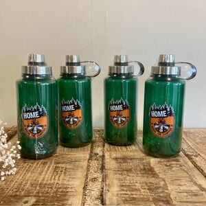4 32oz Green Camping Water Bottles “Home is Where the Campfire Is” Ozark Trail